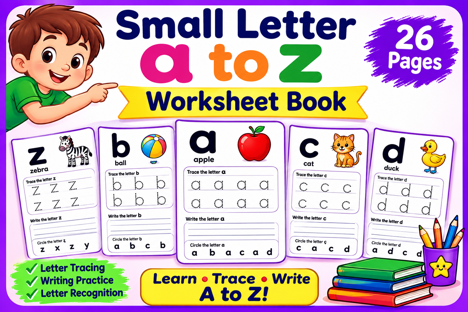a to z (small Letter ) Tracing Practice